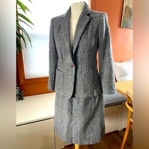 Vintage Gray Women's Blazer and Skirt Set